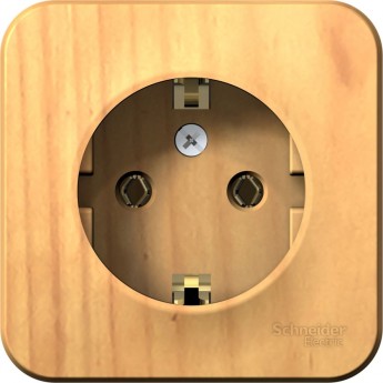 Розетка SCHNEIDER ELECTRIC BLANCA с заземлением, без шторок, с изолирующей пластиной, 16А, 250В, ясень