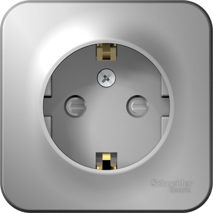 Розетка SCHNEIDER ELECTRIC BLANCA с заземлением, со шторками, 16А, 250В, алюминий BLNRA011103
