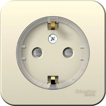 Розетка SCHNEIDER ELECTRIC BLANCA с заземлением, со шторками, (компакт), с изолирующей пластиной, 16А, 250В, молочный