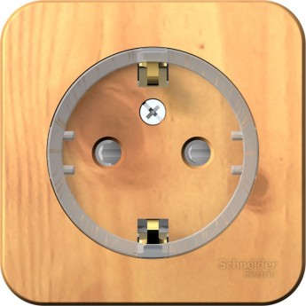 Розетка SCHNEIDER ELECTRIC BLANCA с заземлением, со шторками, компакт, с изолирующей пластиной, 16А, 250В, ясень