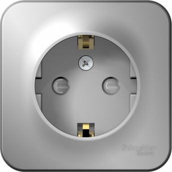 Розетка SCHNEIDER ELECTRIC BLANCA с заземлением, со шторками, с изолирующей пластиной, 16А, 250В, алюминий