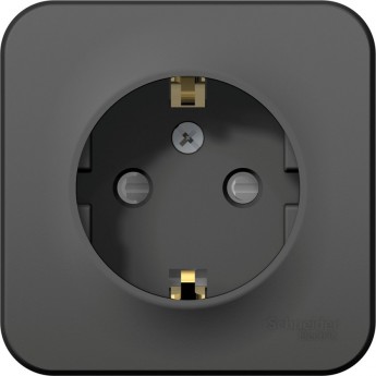 Розетка SCHNEIDER ELECTRIC BLANCA с заземлением, со шторками, с изолирующей пластиной, 16А, 250В, антрацит