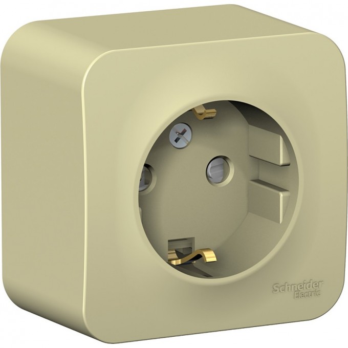 Розетка SCHNEIDER ELECTRIC BLANCA с заземлением, со шторками, с изолирующей пластиной, 16А, 250В, бежевый BLNRA011117