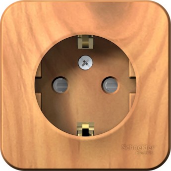 Розетка SCHNEIDER ELECTRIC BLANCA с заземлением, со шторками, с изолирующей пластиной, 16А, 250В, ясень