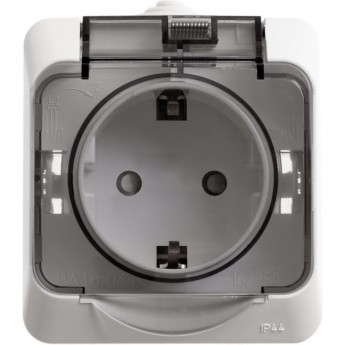 Розетка SCHNEIDER ELECTRIC ЭТЮД О/У IP44 с заземлением со шторками 16А 250B, белый, Россия