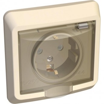 Розетка SCHNEIDER ELECTRIC ЭТЮД С/У IP44 с заземлением со шторками 16А 250B, кремовый, Россия