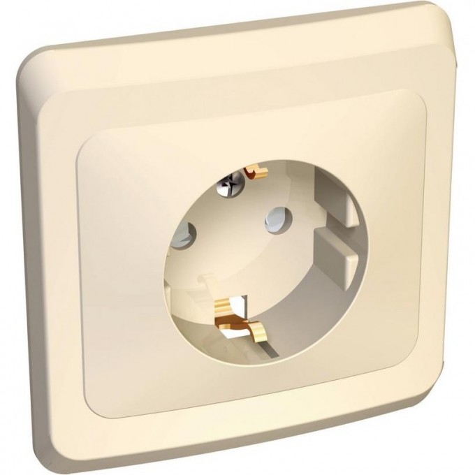 Розетка SCHNEIDER ELECTRIC ЭТЮД С/У с заземлением со шторками 16А 250B, кремовый, Россия PC16-004K