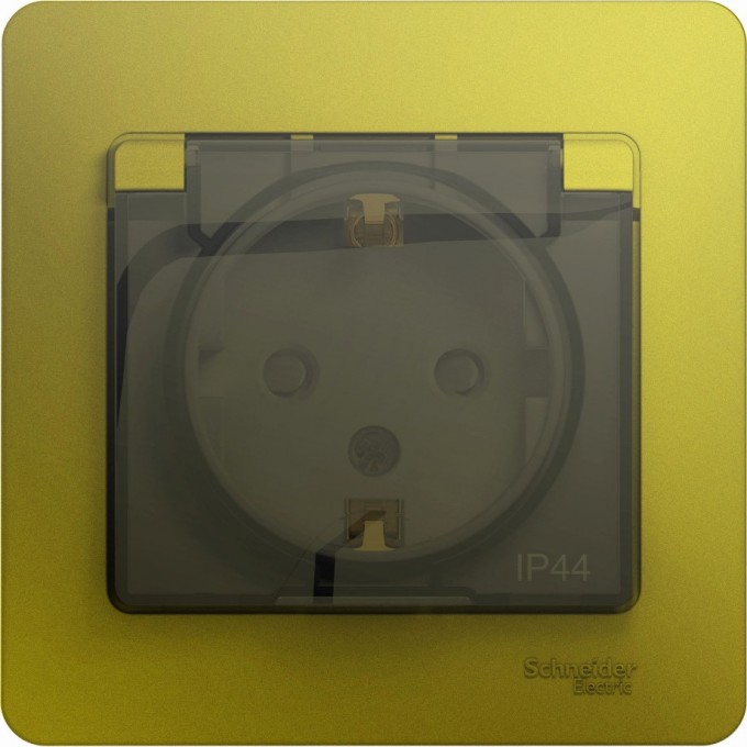 Розетка SCHNEIDER ELECTRIC GLOSSA с заземлением, IP44, со шторкой, с крышкой, в сборе, фисташковый GSL001048