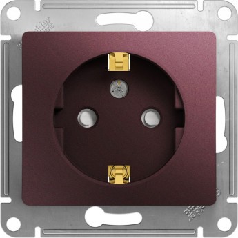Розетка SCHNEIDER ELECTRIC GLOSSA с заземлением, со шторкой, механизм, баклажановый