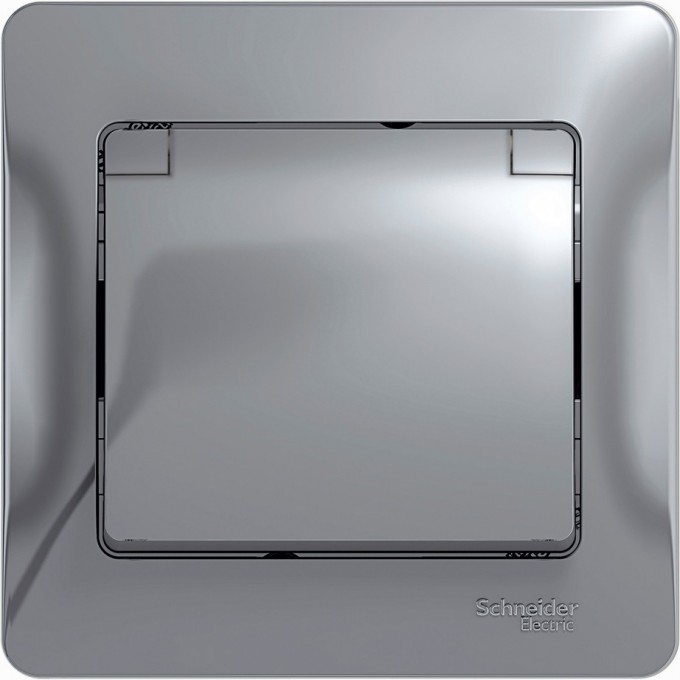 Розетка SCHNEIDER ELECTRIC GLOSSA с заземлением, со шторкой, с крышкой, в сборе, алюминий GSL000346