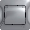 Розетка SCHNEIDER ELECTRIC GLOSSA с заземлением, со шторкой, с крышкой, в сборе, алюминий GSL000346