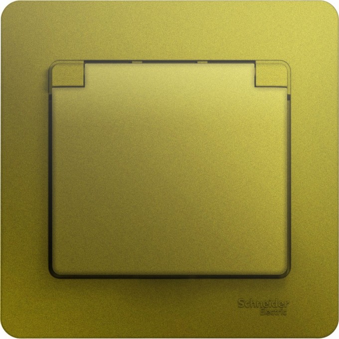 Розетка SCHNEIDER ELECTRIC GLOSSA с заземлением, со шторкой, с крышкой, в сборе, фисташковый GSL001046