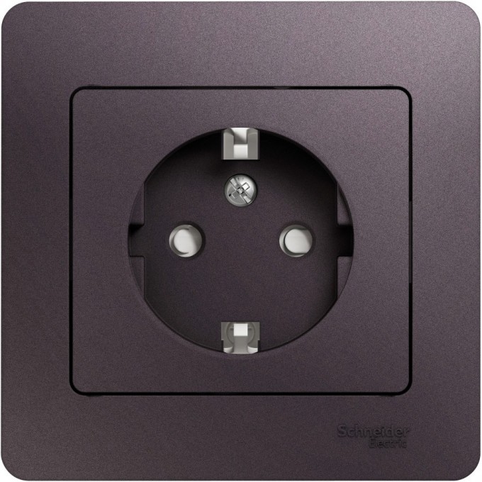 Розетка SCHNEIDER ELECTRIC GLOSSA с заземлением, со шторкой, в сборе, сиреневый туман GSL001444