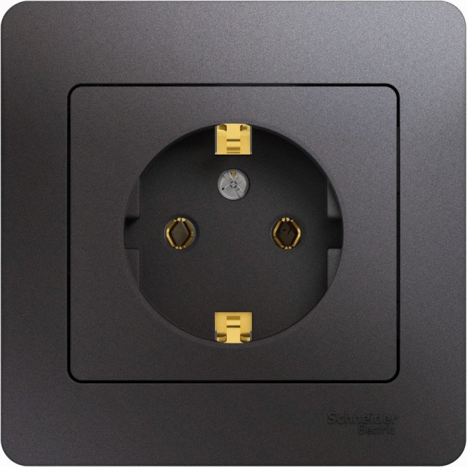 Розетка SCHNEIDER ELECTRIC GLOSSA с заземлением, в сборе, графит GSL001342