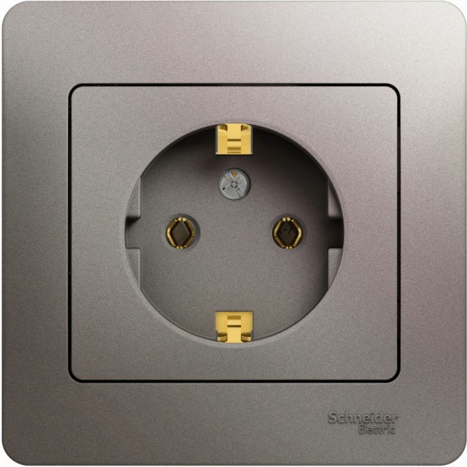 Розетка SCHNEIDER ELECTRIC GLOSSA с заземлением, в сборе, платина GSL001242