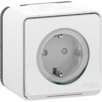 Розетка SCHNEIDER ELECTRIC MUREVA S в сборе о/у, с заземляющим контактом, с защитными шторками, белый, IP55