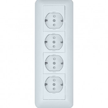 Розетка SCHNEIDER ELECTRIC ПРИМА О/У 4-местная, с заземлением, со шторками, МОНТ.ПЛ.16А 250В, белый,розн.уп.Россия