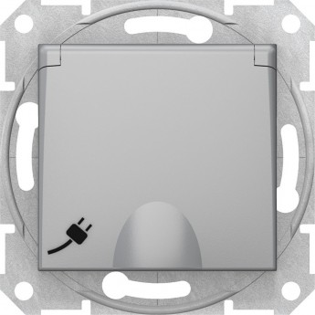 Розетка SCHNEIDER ELECTRIC SEDNA 16А c з/к, со шторками, с крышкой, быстрозажимные контакты, алюминий