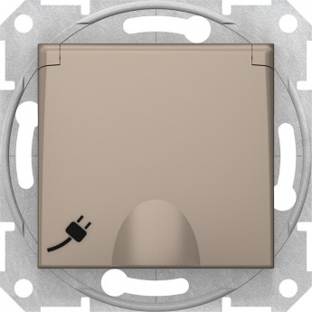 Розетка SCHNEIDER ELECTRIC SEDNA c з/к, со шторками, с крышкой, быстрозажимные контакты, алюминий