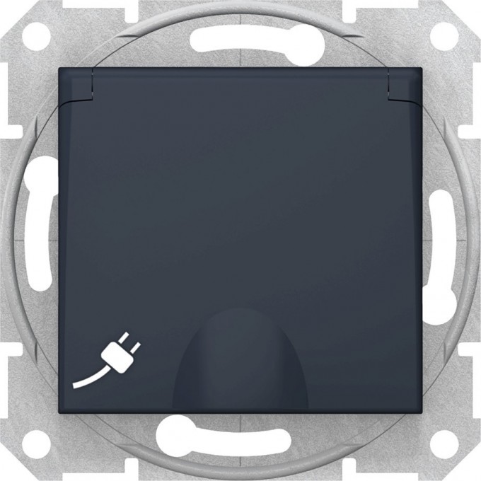 Розетка SCHNEIDER ELECTRIC SEDNA c з/к, со шторками, с крышкой, быстрозажимные контакты, графит SDN3100470