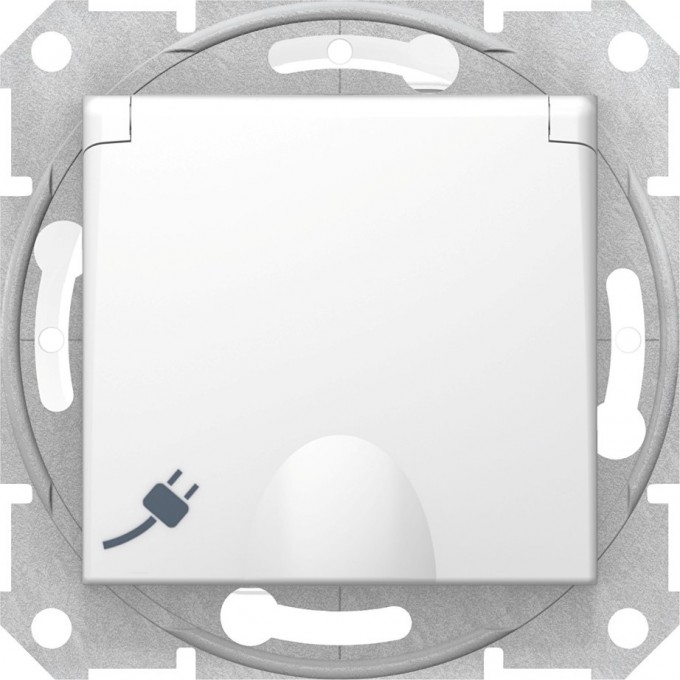 Розетка SCHNEIDER ELECTRIC SEDNA IP44 с з/к, с крышк, cо шторками, быстрозаж. конт, белый SDN3100521