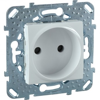 Розетка SCHNEIDER ELECTRIC UNICA без заземления, со шторками, 16 А, 250 В, белый