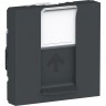 Розетка SCHNEIDER ELECTRIC UNICA MODULAR компьютерная,RJ45,одиночная, кат.6 UTP,2 модуля, антрацит NU341554