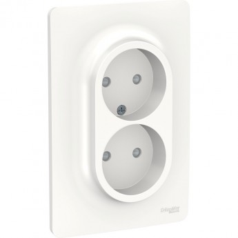 Розетка SCHNEIDER ELECTRIC UNICA NEW двойная, без заземления, со шторками, с винтовыми зажимами, белый