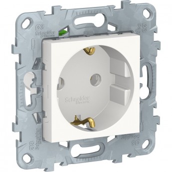 Розетка SCHNEIDER ELECTRIC UNICA NEW с заземлением, без шторок, с быстрозажимными клеммами,16 А, 250 В, белый