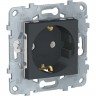 Розетка SCHNEIDER ELECTRIC UNICA NEW с заземлением, без шторок, с винтовыми зажимами, 16 А, 250 В, антрацит NU503654