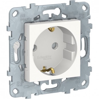 Розетка SCHNEIDER ELECTRIC UNICA NEW с заземлением, со шторками, с винтовыми зажимами, 16 А, 250 В, белый