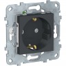 Розетка SCHNEIDER ELECTRIC UNICA NEW с заземлением, со шторками,с быстрозажимными клеммами, антрацит NU505754