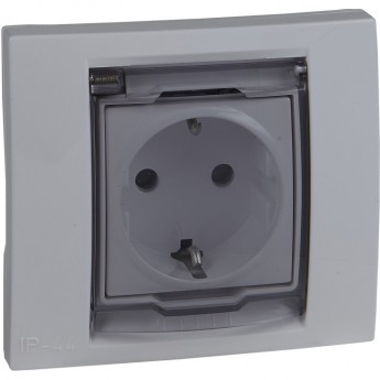 Розетка SCHNEIDER ELECTRIC UNICA со шторками, с крышкой, IP44, белый