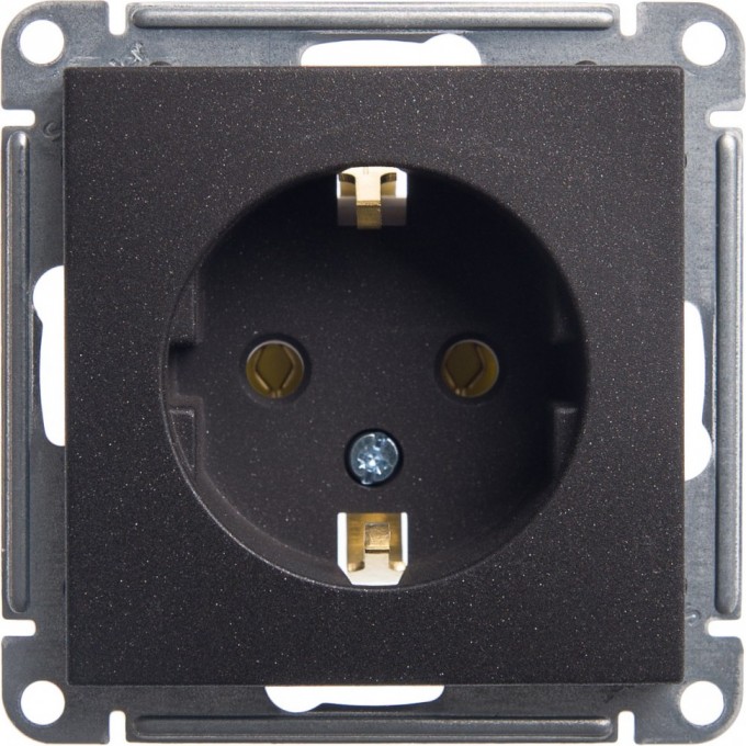 Розетка SCHNEIDER ELECTRIC W59 с заземлением без шторок, 16А, механизм, чёрный бархат RS16-154-6-86