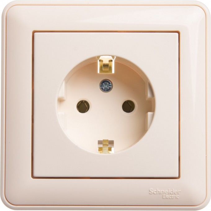 Розетка SCHNEIDER ELECTRIC W59 с заземлением без шторок, 16А, в сборе, слоновая кость RS16-154-28