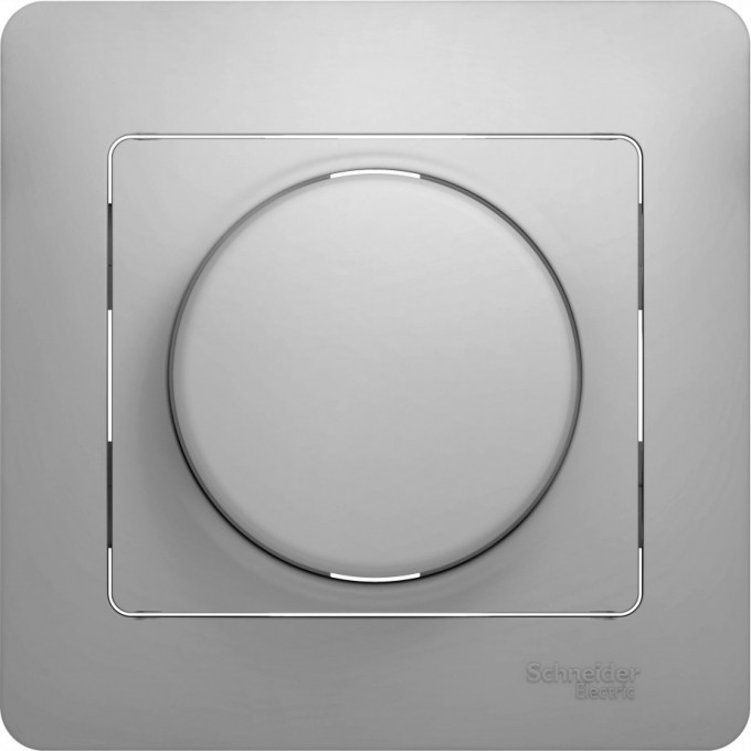 Светорегулятор (диммер) SCHNEIDER ELECTRIC GLOSSA, поворотно-нажимной, LED, RC, 630Вт, в сборе, алюминий GSL000337