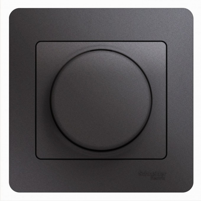 Светорегулятор (диммер) SCHNEIDER ELECTRIC GLOSSA, поворотно-нажимной, LED, RC, 630Вт, в сборе, графит GSL001337