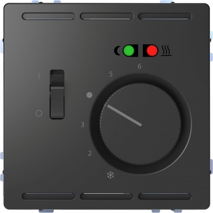 Терморегулятор теплого пола с центральной пластиной с выключателем SCHNEIDER ELECTRIC MERTEN D-LIFE +4м 230В, антрацит MTN5764-6034