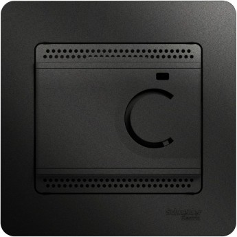Термостат электрический SCHNEIDER ELECTRIC GLOSSA теплого пола с датчиком,от+5до+50°C,10A,в сборе, АНТРАЦИТ