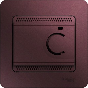 Термостат электрический SCHNEIDER ELECTRIC GLOSSA теплого пола с датчиком,от+5до+50°C,10A,в сборе, БАКЛАЖАНОВЫЙ
