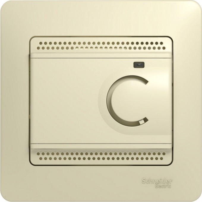 Термостат электрический SCHNEIDER ELECTRIC GLOSSA теплого пола с датчиком,от+5до+50°C,10A,в сборе, БЕЖЕВЫЙ GSL000235