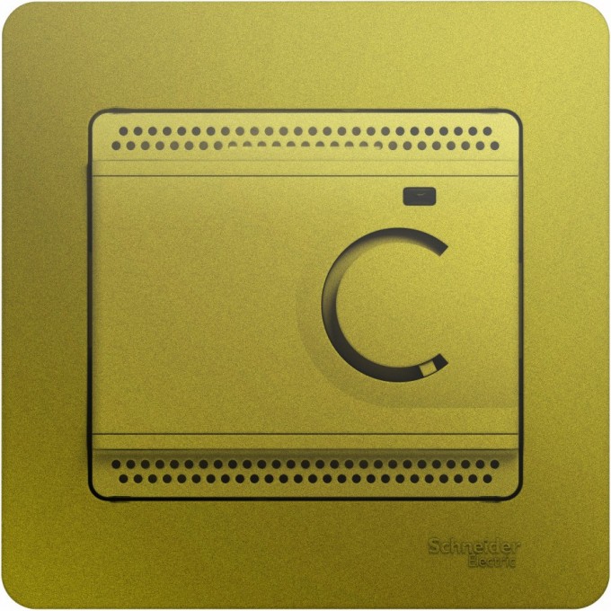 Термостат электрический SCHNEIDER ELECTRIC GLOSSA теплого пола с датчиком,от+5до+50°C,10A,в сборе, ФИСТАШКОВЫЙ GSL001038