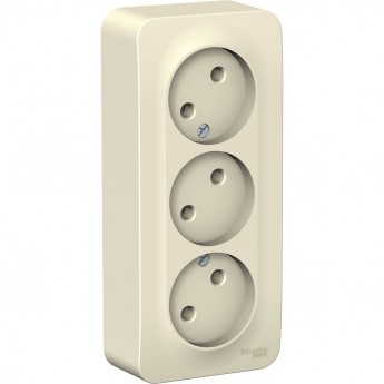 Трёхместная розетка SCHNEIDER ELECTRIC BLANCA без заземления, без шторок, с изолирующей пластиной, 16А, 250В, МОЛОЧНЫЙ