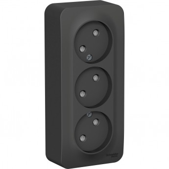 Трёхместная розетка SCHNEIDER ELECTRIC BLANCA без заземления, со шторками, с изолирующей пластиной, 16А, 250В, АНТРАЦИТ