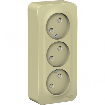Трёхместная розетка SCHNEIDER ELECTRIC BLANCA без заземления, со шторками, с изолирующей пластиной, 16А, 250В, БЕЖЕВЫЙ