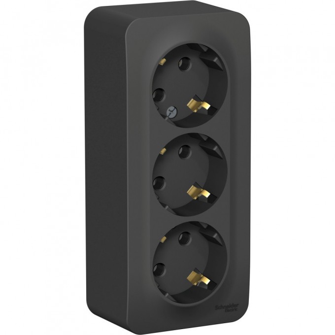 Трёхместная розетка SCHNEIDER ELECTRIC BLANCA с заземлением, без шторок, с изолирующей пластиной, 16А, 250В, АНТРАЦИТ BLNRA010316