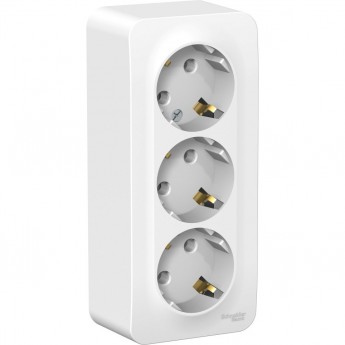 Трёхместная розетка SCHNEIDER ELECTRIC BLANCA с заземлением, без шторок, с изолирующей пластиной, 16А, 250В, БЕЛЫЙ