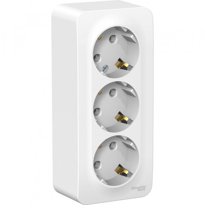 Трёхместная розетка SCHNEIDER ELECTRIC BLANCA с заземлением, без шторок, с изолирующей пластиной, 16А, 250В, БЕЛЫЙ BLNRA010311