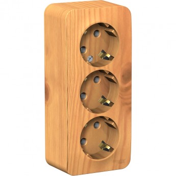 Трёхместная розетка SCHNEIDER ELECTRIC BLANCA с заземлением, без шторок, с изолирующей пластиной, 16А, 250В, ЯСЕНЬ