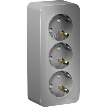 Трёхместная розетка SCHNEIDER ELECTRIC BLANCA с заземлением, со шторками, с изолирующей пластиной, 16А, 250В, АЛЮМИНИЙ